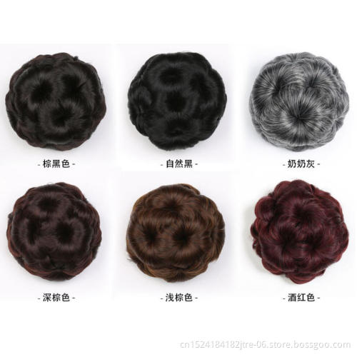 bridal wed braid hair bun piece, wig with bun for short hair, artificial nine flower hair bun pad